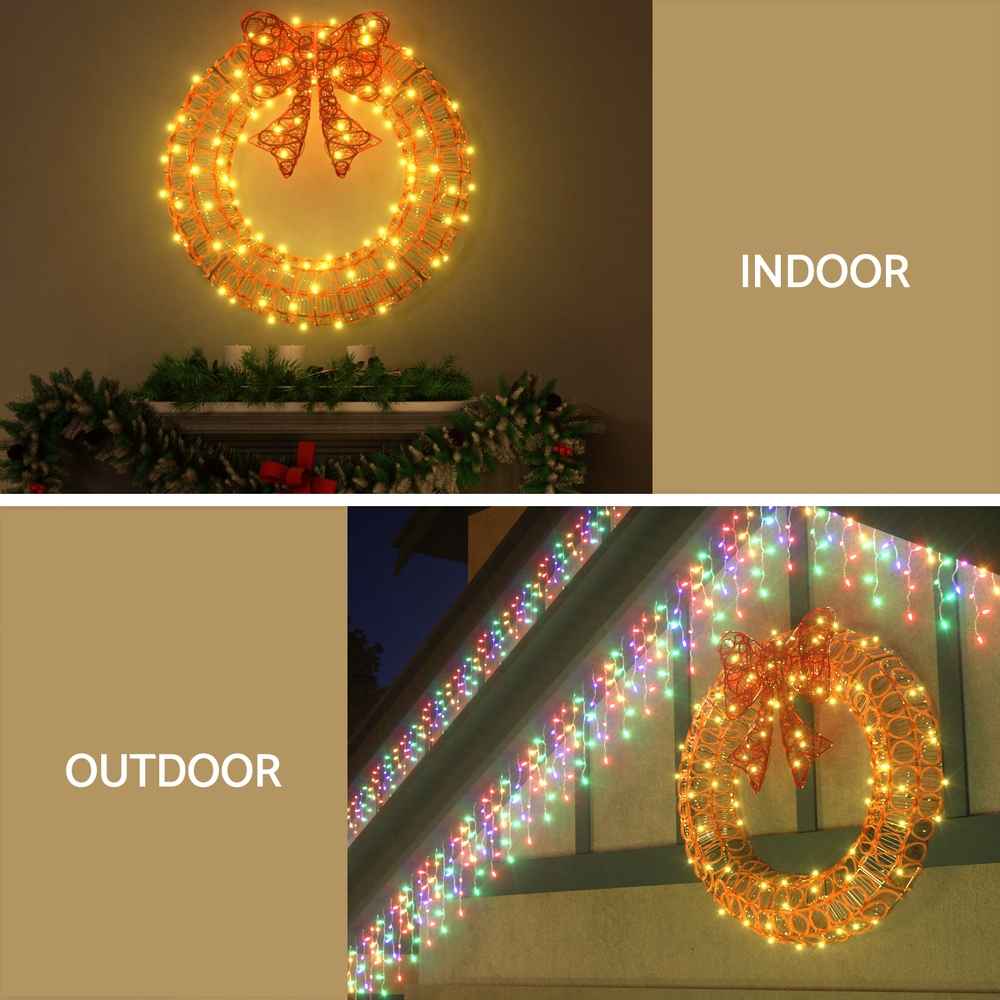 Jingle Jollys Christmas Lights 60cm Motif 160 LED Solar Wreath Xmas Decorations view 4