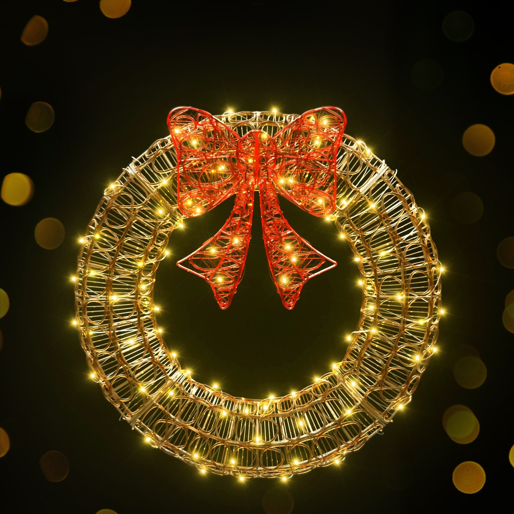 Jingle Jollys Christmas Lights 60cm Motif 160 LED Solar Wreath Xmas Decorations view 6