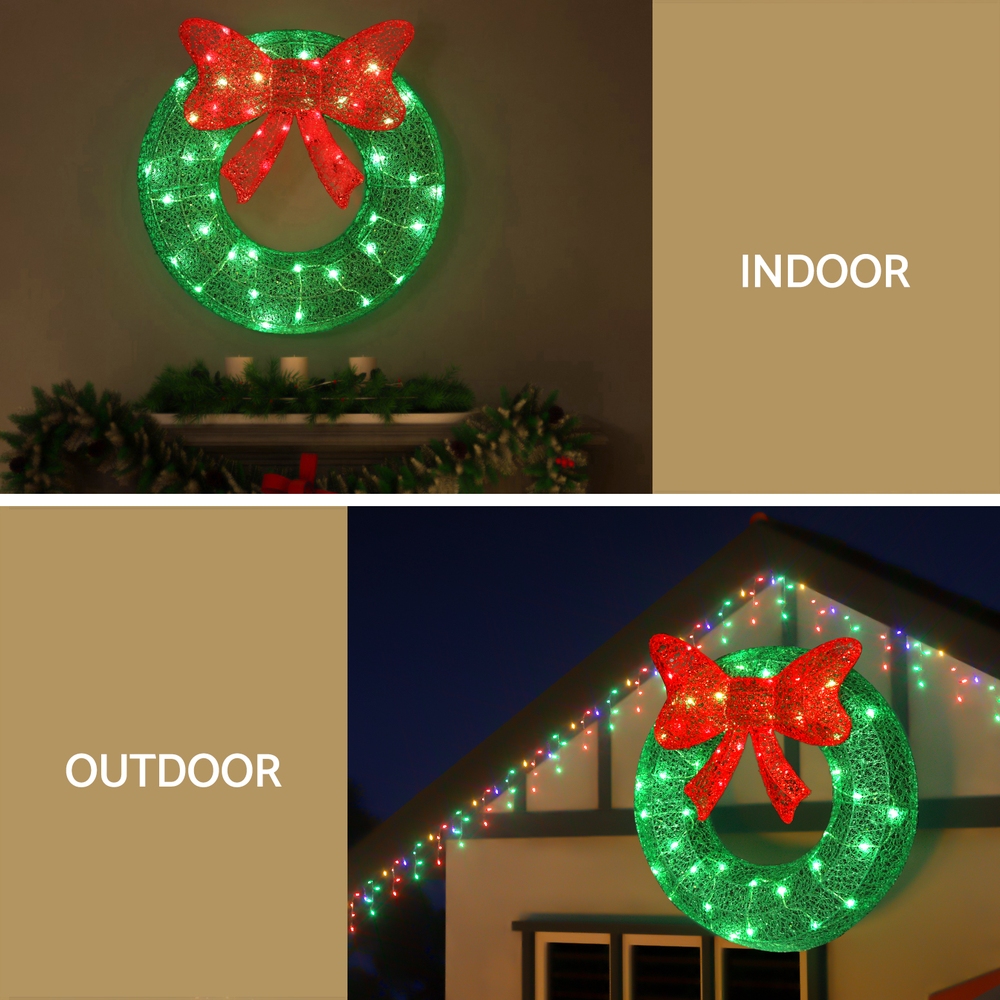 Jingle Jollys Christmas Lighted Wreath Solar Powered Indoor Outdoor Decoration view 4