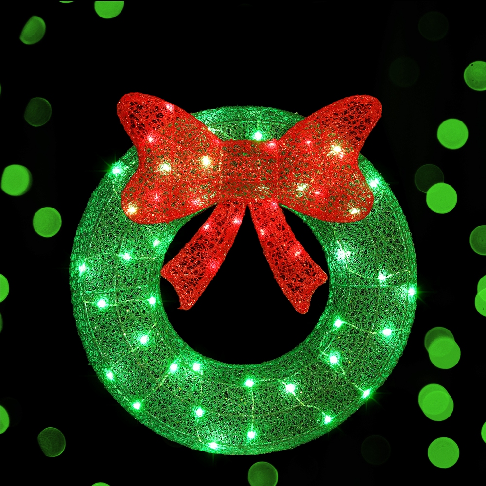 Jingle Jollys Christmas Lighted Wreath Solar Powered Indoor Outdoor Decoration view 6
