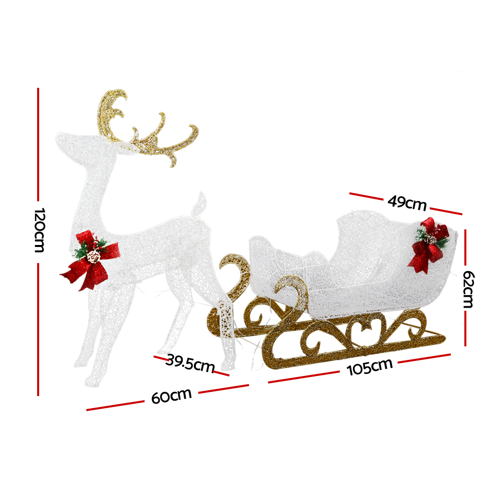 Jingle Jollys Christmas Lights Reindeer Sleigh215 LED Decorations view 2