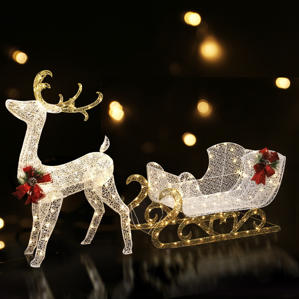 Jingle Jollys Christmas Lights Reindeer Sleigh215 LED Decorations view 8