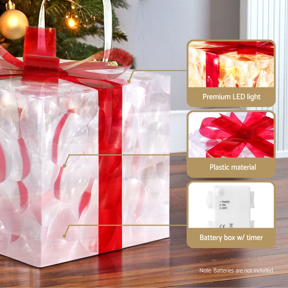 Jingle Jollys Christmas Lights 70 LED Fairy Light Gift Box 3pcs Decorations Red view 6