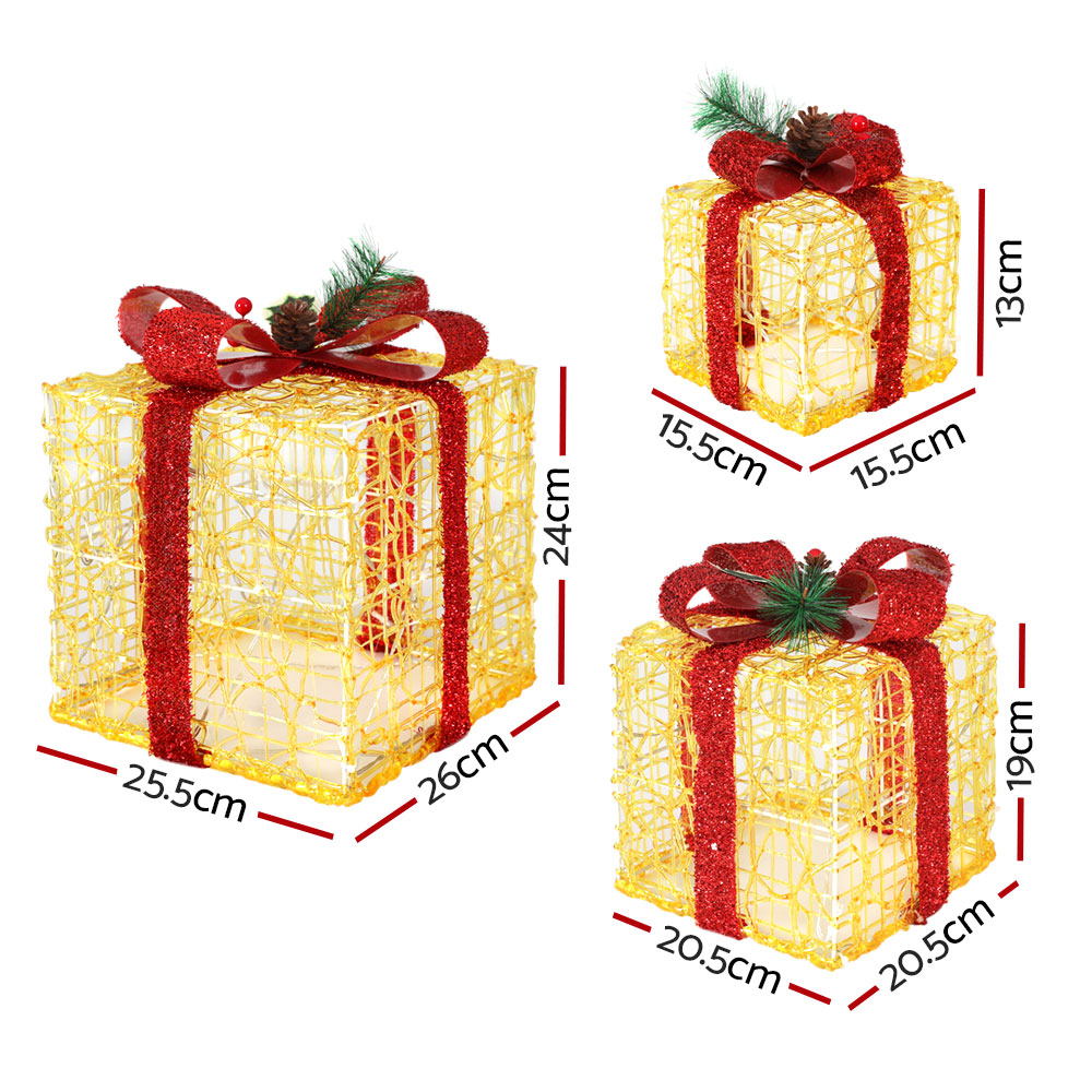 Jingle Jollys Christmas Lights Gift Box Set 3 PCS Set 48 LED Decorations view 2