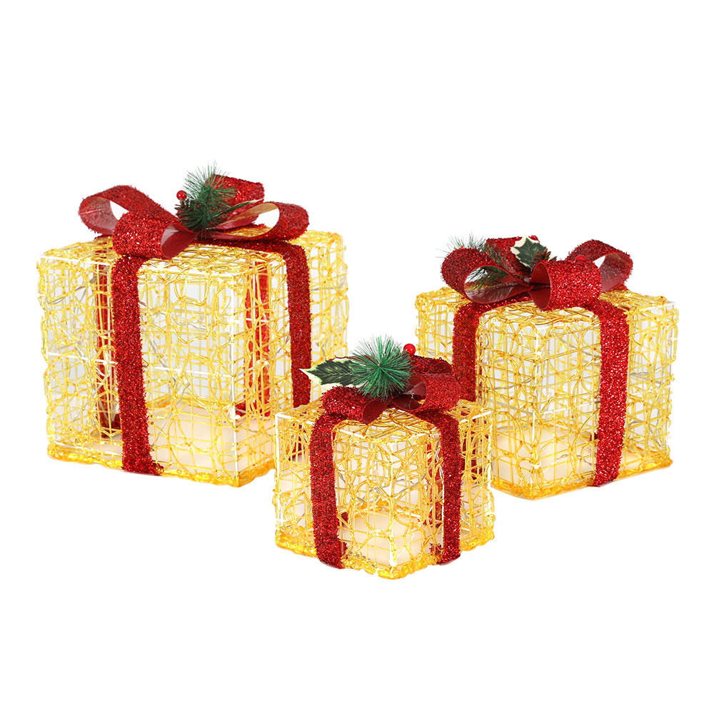 Jingle Jollys Christmas Lights Gift Box Set 3 PCS Set 48 LED Decorations view 3
