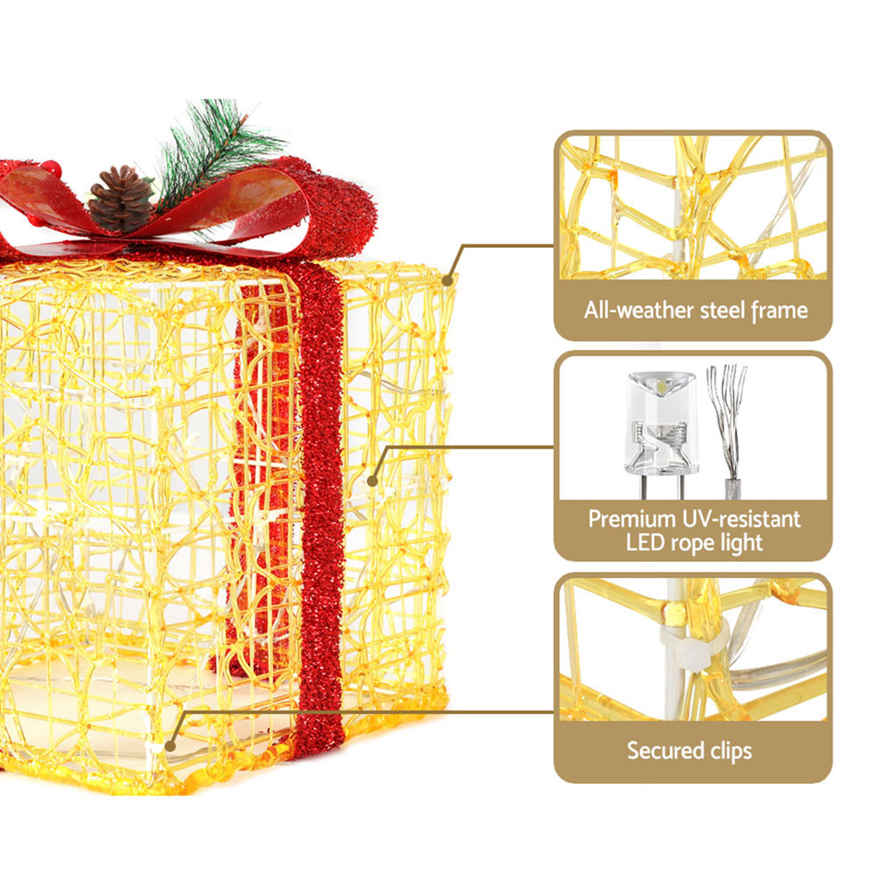 Jingle Jollys Christmas Lights Gift Box Set 3 PCS Set 48 LED Decorations view 6
