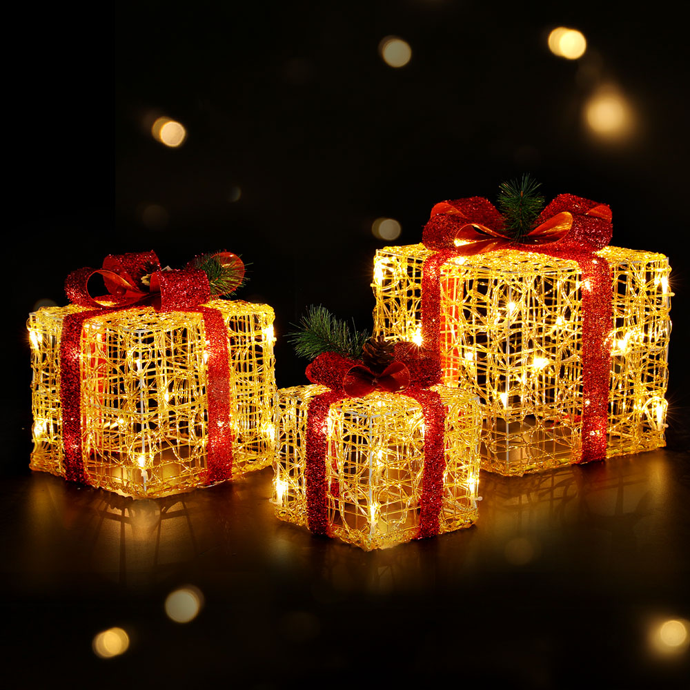 Jingle Jollys Christmas Lights Gift Box Set 3 PCS Set 48 LED Decorations view 7