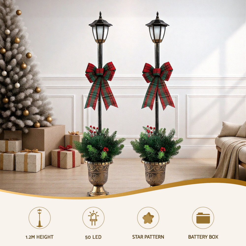 Jingle Jollys Christmas Lights 125cm Lamp Post 50 LED Fairy Light Decorations view 5