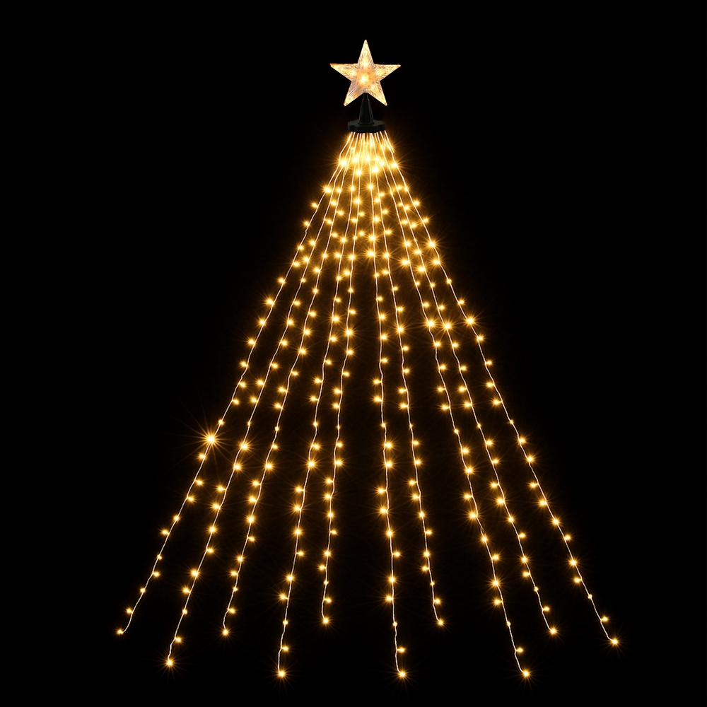 Jingle Jollys 2.5M Christmas Lights Waterfall String Light 300 LED Star Topper view 3