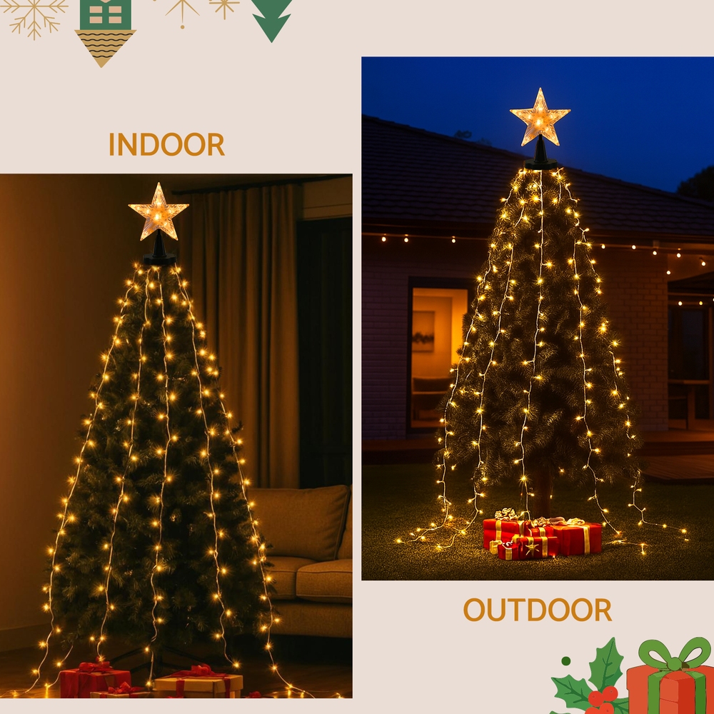 Jingle Jollys 2.5M Christmas Lights Waterfall String Light 300 LED Star Topper view 5