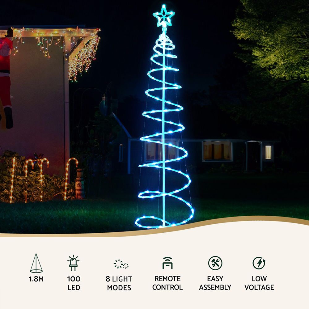 Jingle Jollys Christmas Tree 1.8m 100 RGB LED Rope Lights Xmas Trees Decoration view 4