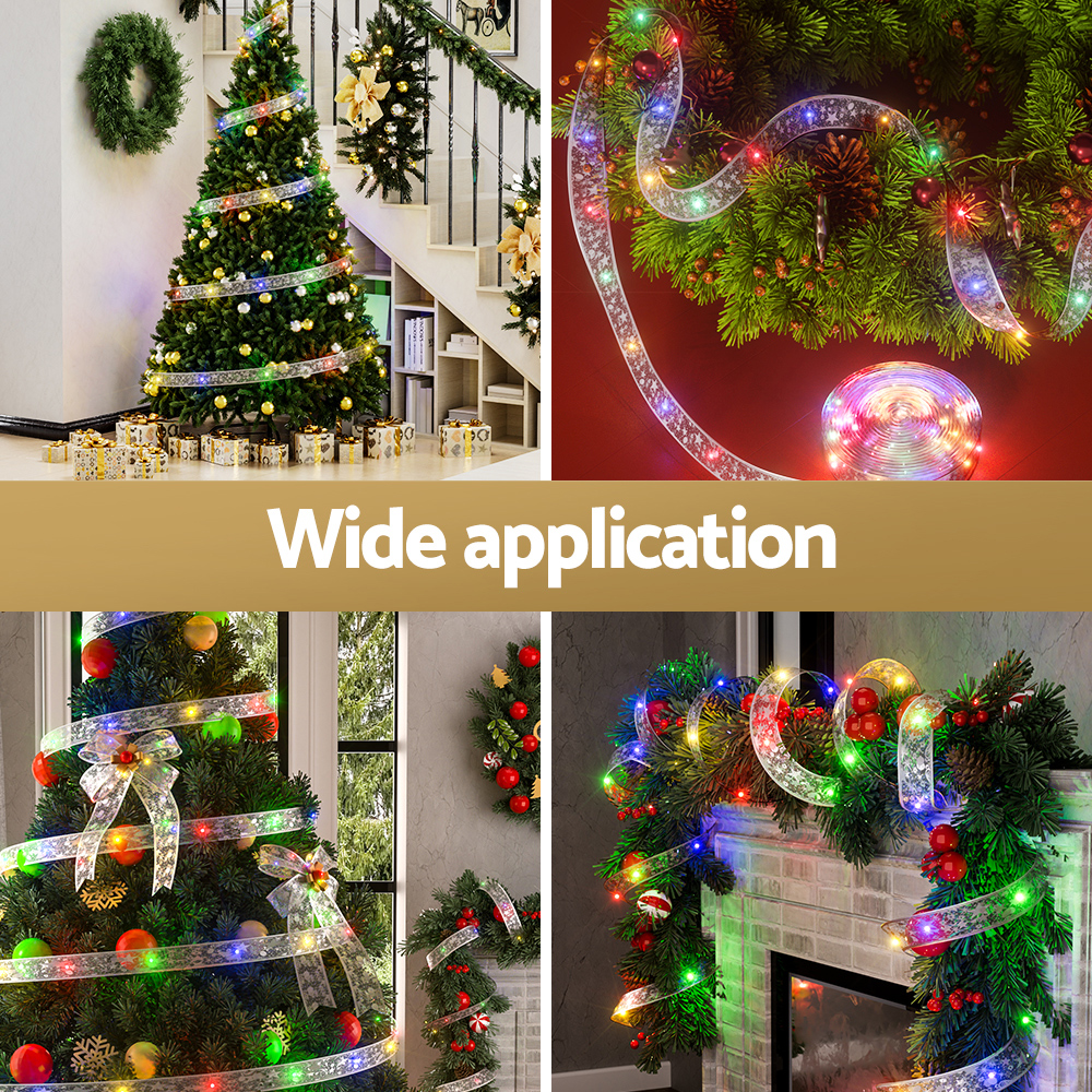 Jingle Jollys 20M Christmas Lights Fairy Ribbon Light 200 LED Xmas Decor Colored view 4