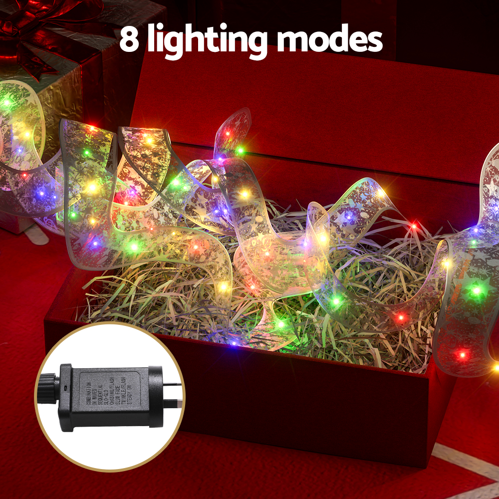 Jingle Jollys 20M Christmas Lights Fairy Ribbon Light 200 LED Xmas Decor Colored view 5