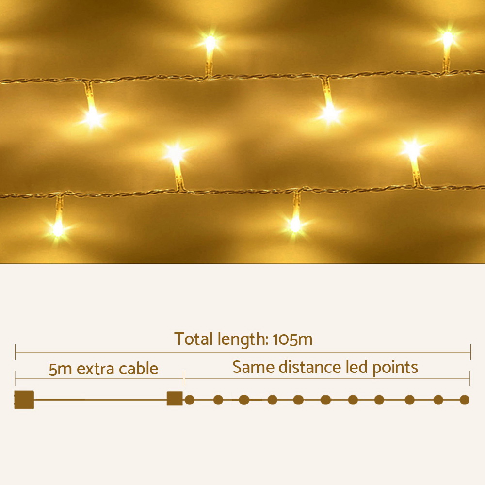 Jingle Jollys 100M Christmas Lights String Light 500 LED Warm White view 2