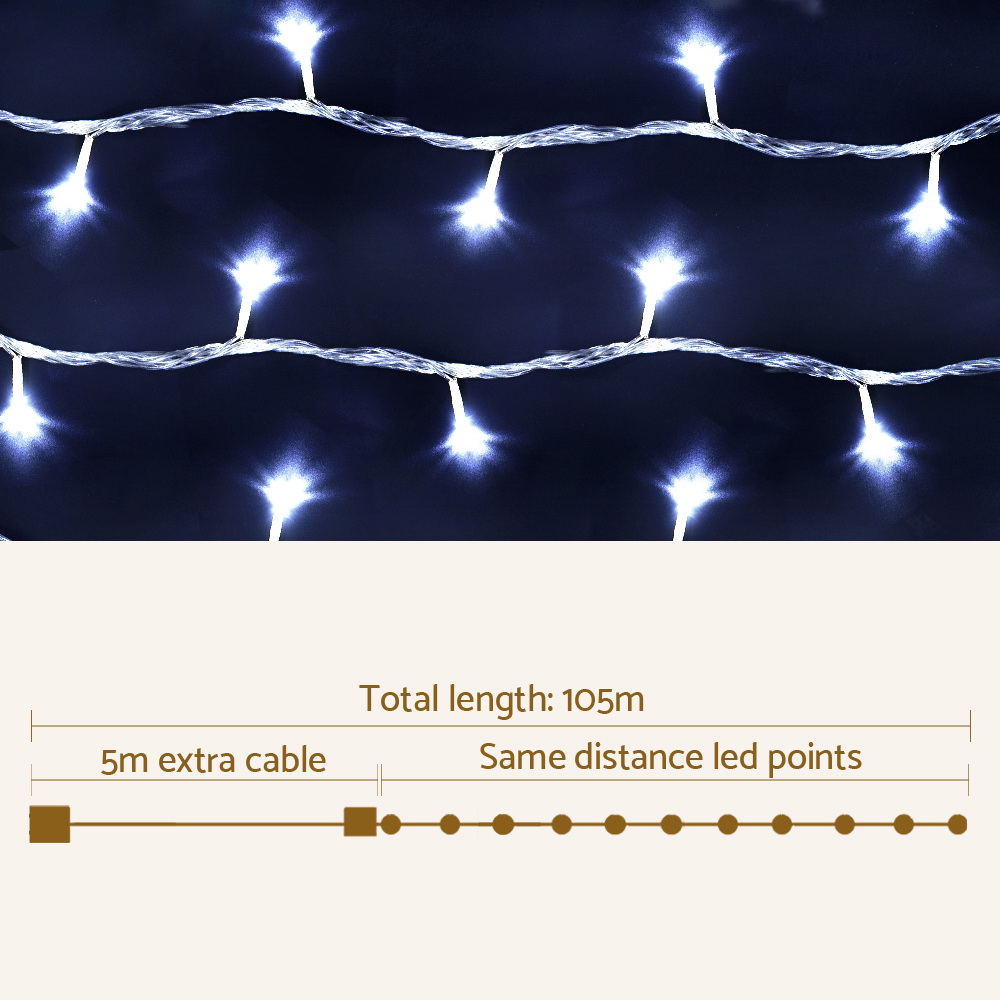 Jingle Jollys 100M Christmas Lights String Light 500 LED Cool White view 2