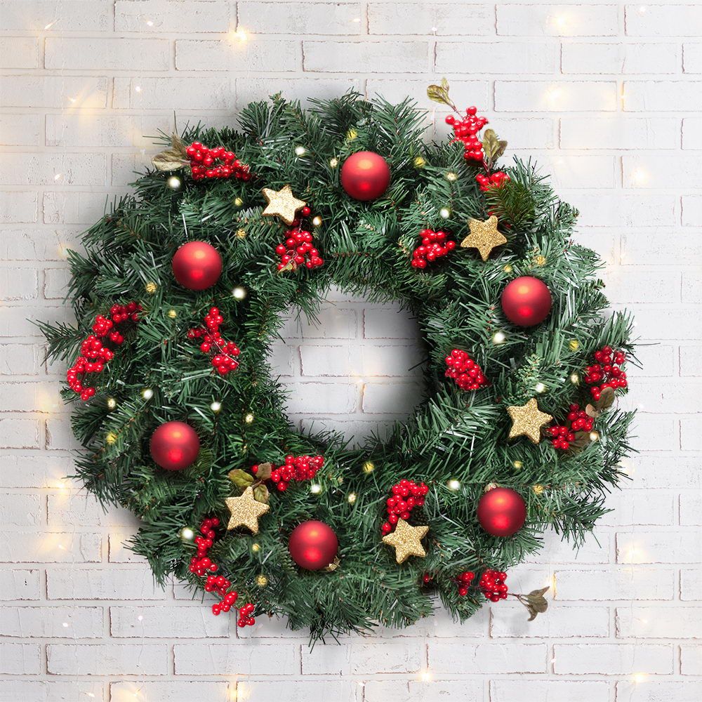 Jingle Jollys Christmas Wreath 60cm Artificial Green Garland Door Decoration view 7