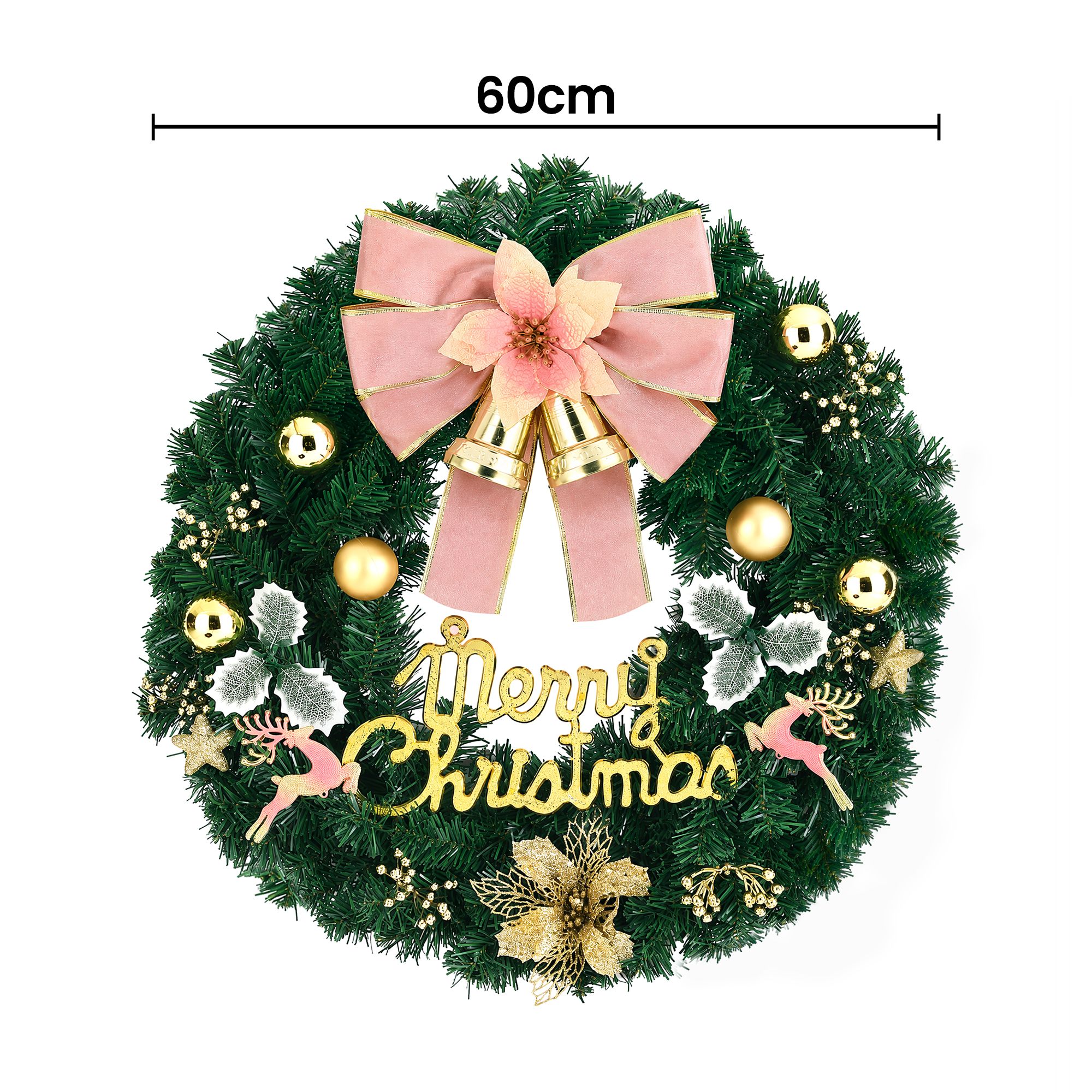 Jingle Jollys Christmas Wreath 60CM Garland Flowers Baubles Party Decorations view 2