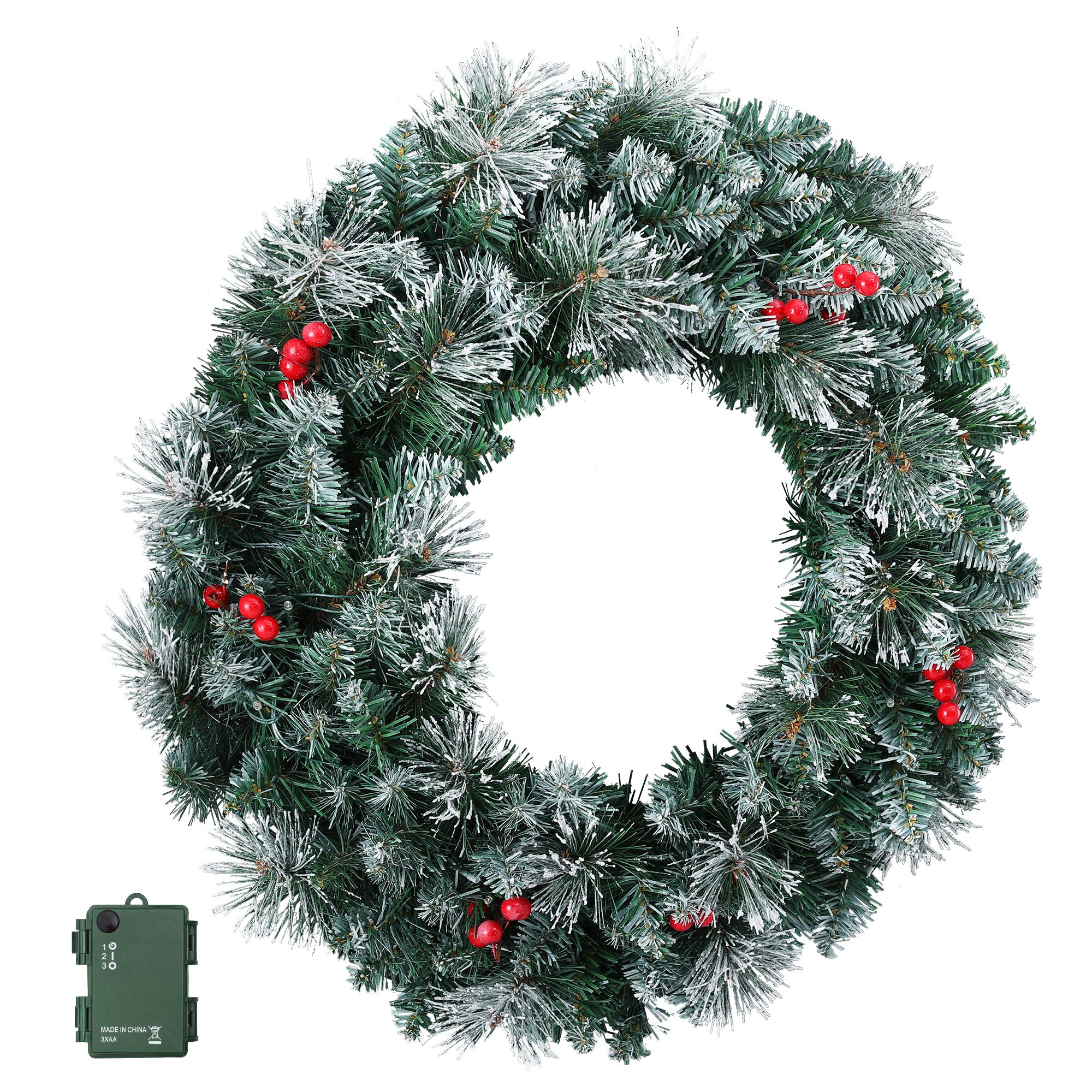 Jingle Jollys 60cm Christmas Wreath LED Lights Snowy Berries Garland Party Decor view 3