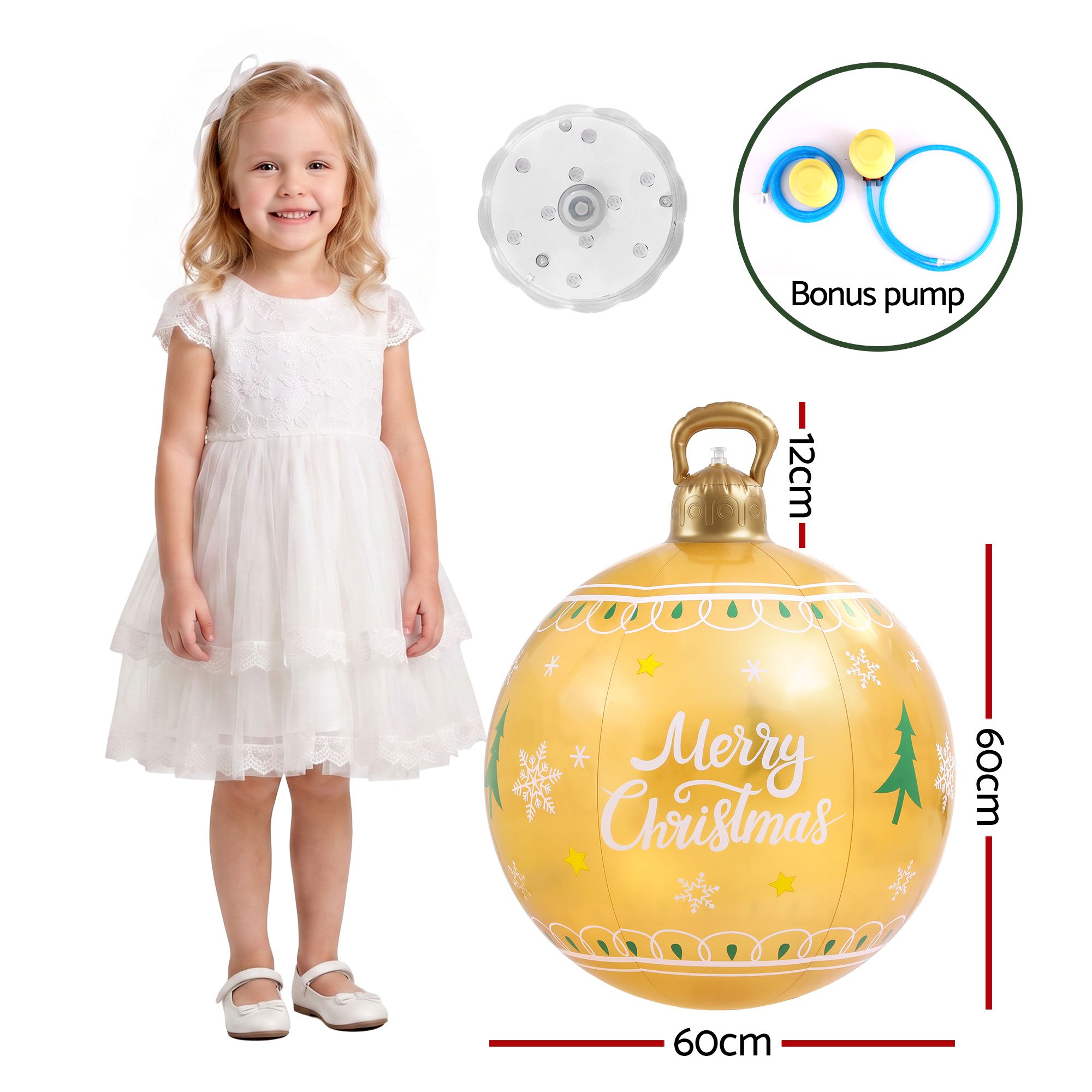 Jingle Jollys Christmas Inflatable Ball 60cm Led Illuminated Xmas Decoration view 3