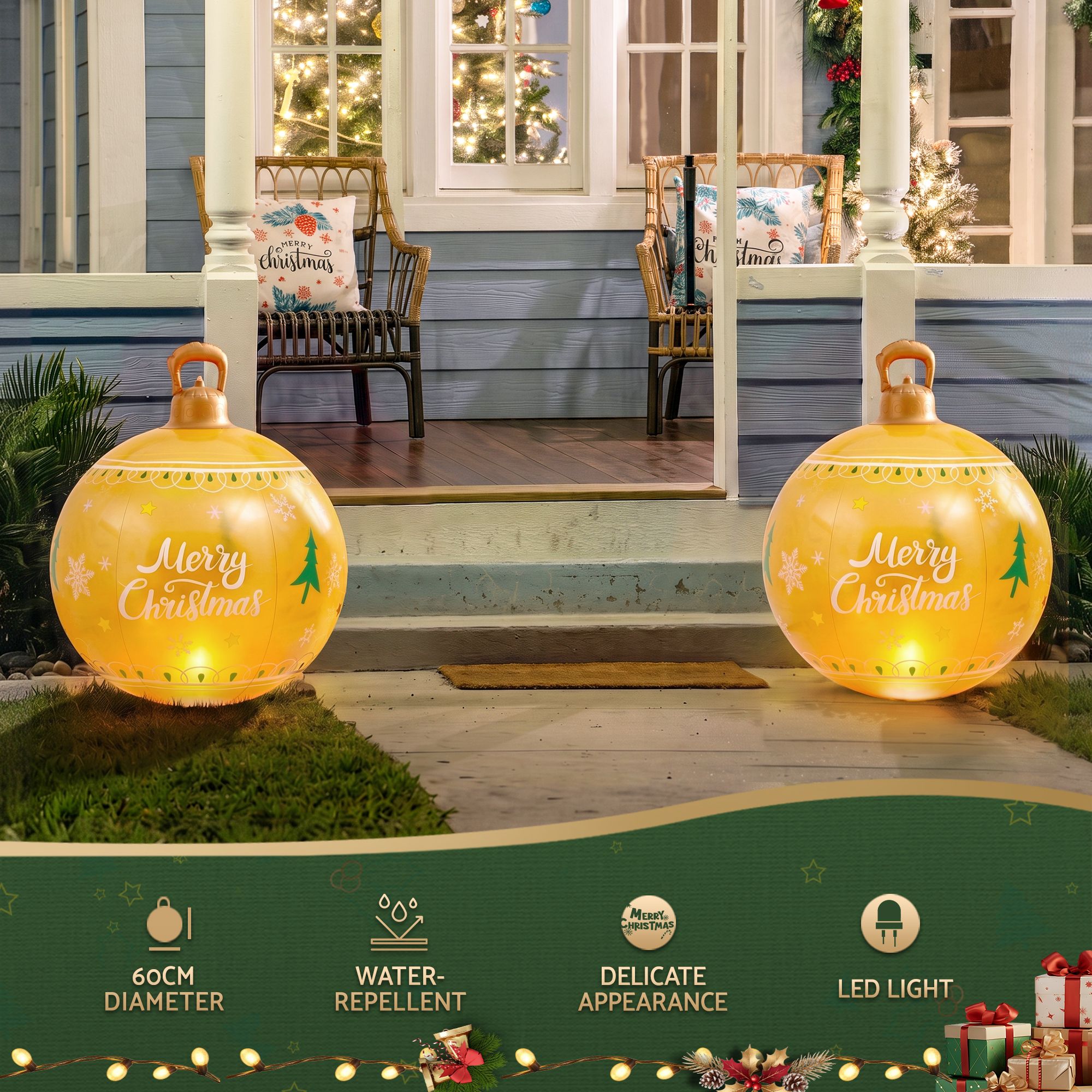 Jingle Jollys Christmas Inflatable Ball 60cm Led Illuminated Xmas Decoration view 6