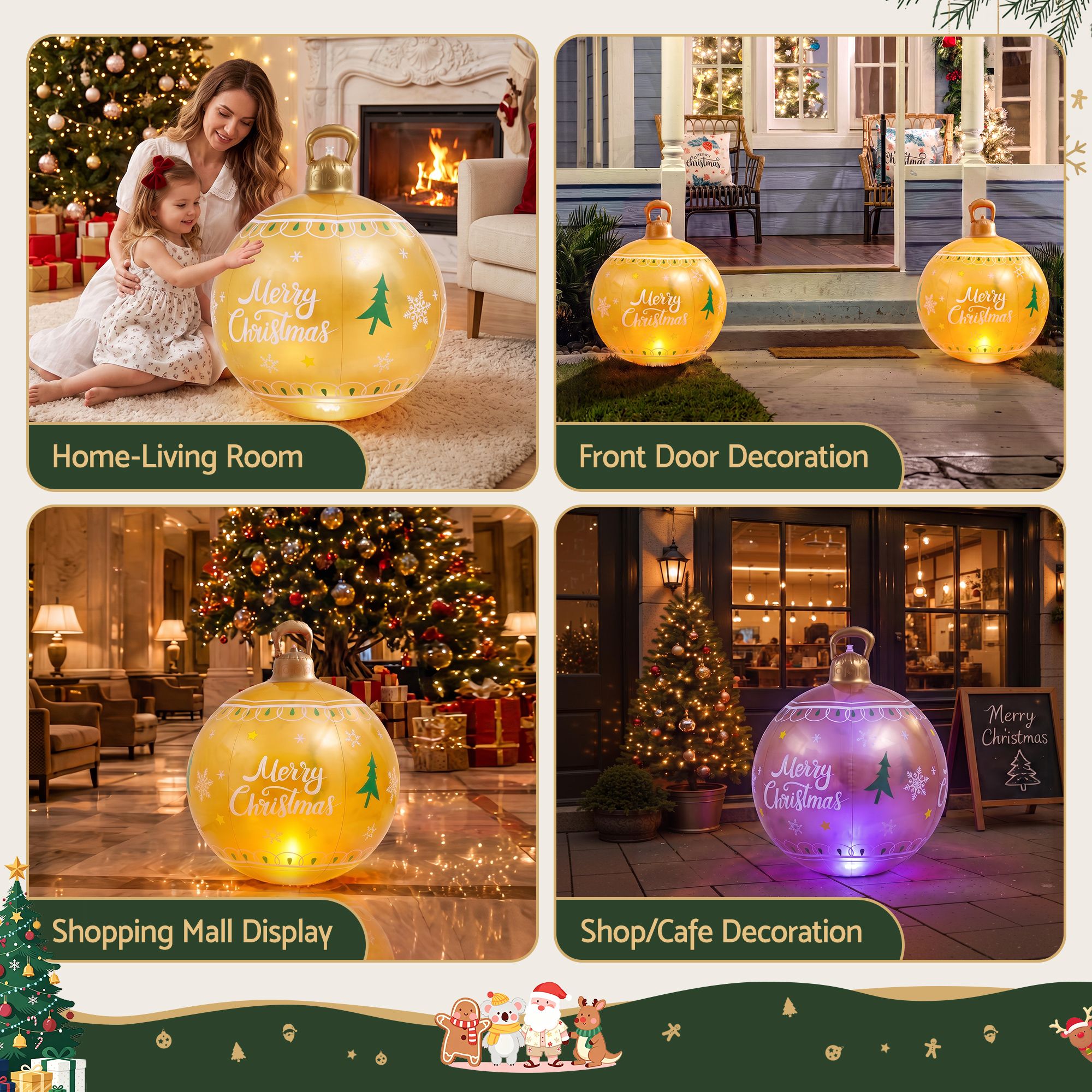 Jingle Jollys Christmas Inflatable Ball 60cm Led Illuminated Xmas Decoration view 9