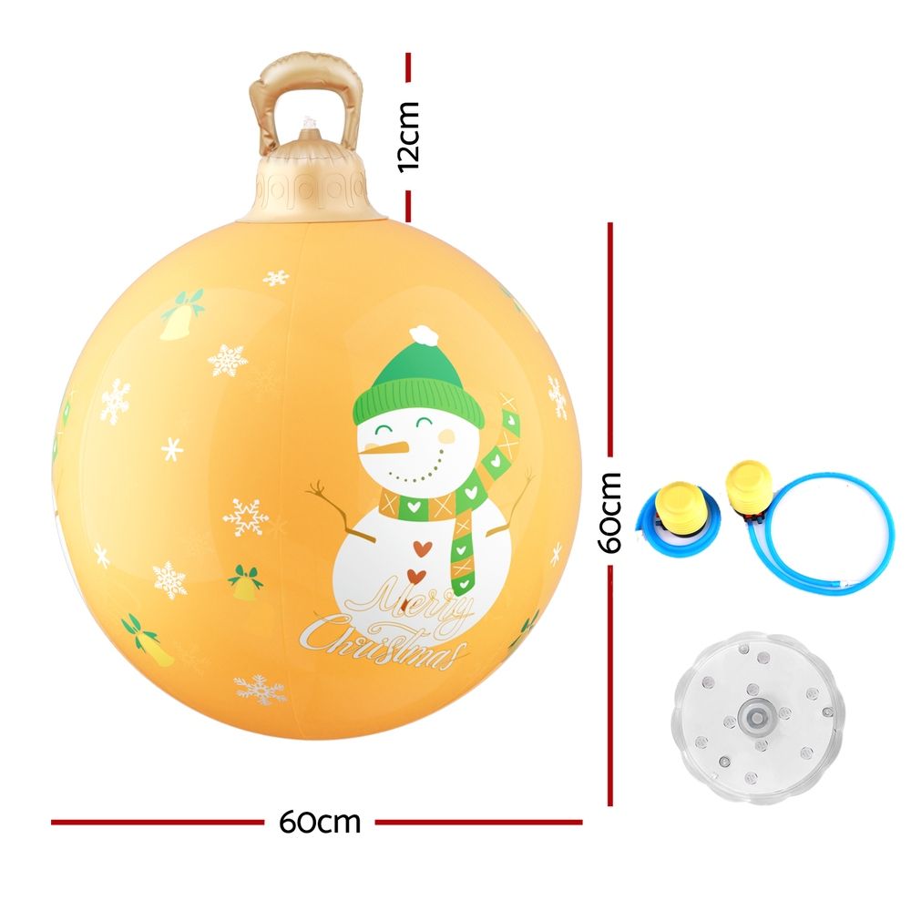 Jingle Jollys Christmas Inflatable Ball 60cm Led Illuminated Snowman Xmas Decor view 3