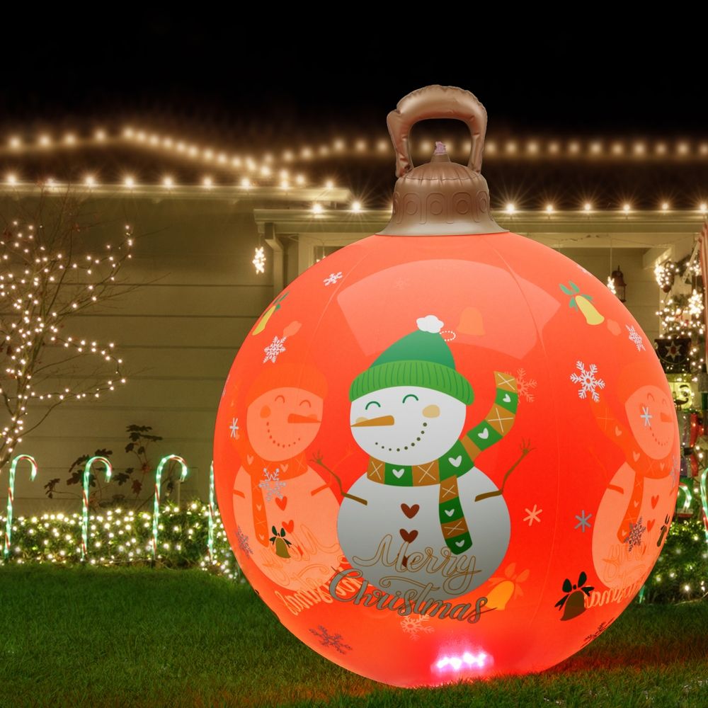 Jingle Jollys Christmas Inflatable Ball 60cm Illuminated Led Snowman Xmas Decor — image 1