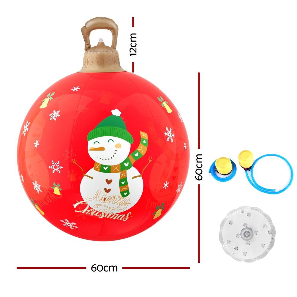 Jingle Jollys Christmas Inflatable Ball 60cm Illuminated Led Snowman Xmas Decor view 3