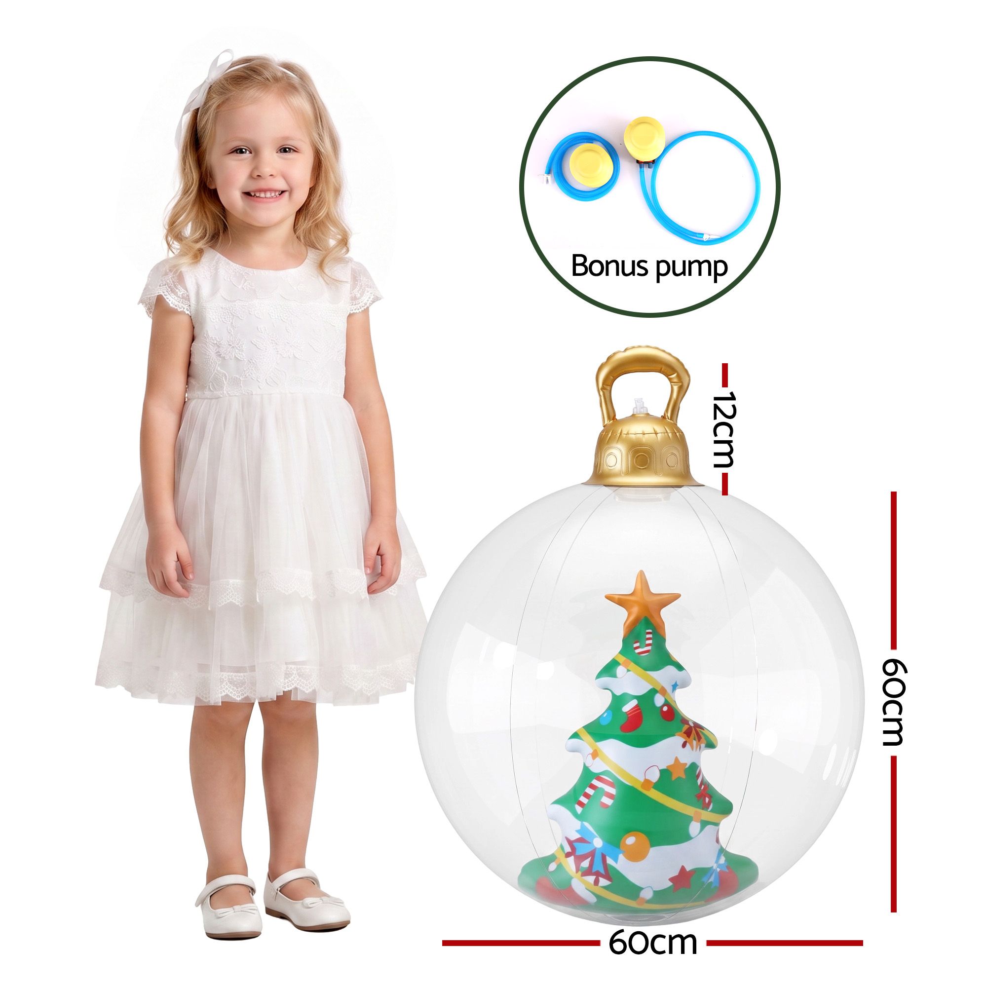 Jingle Jollys Christmas Inflatable Ball 60cm Tree Decoration Giant Bauble Clear view 3