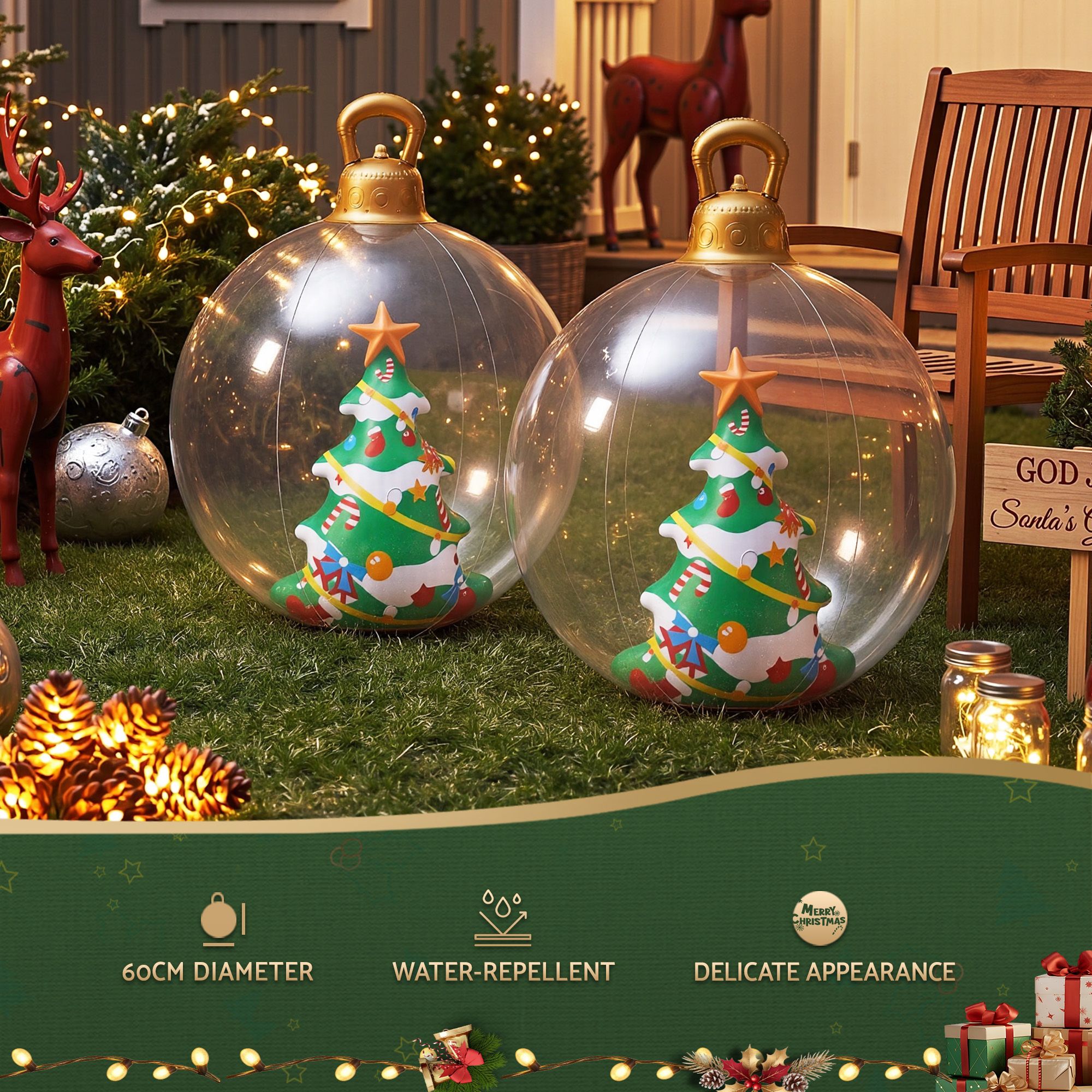 Jingle Jollys Christmas Inflatable Ball 60cm Tree Decoration Giant Bauble Clear view 6