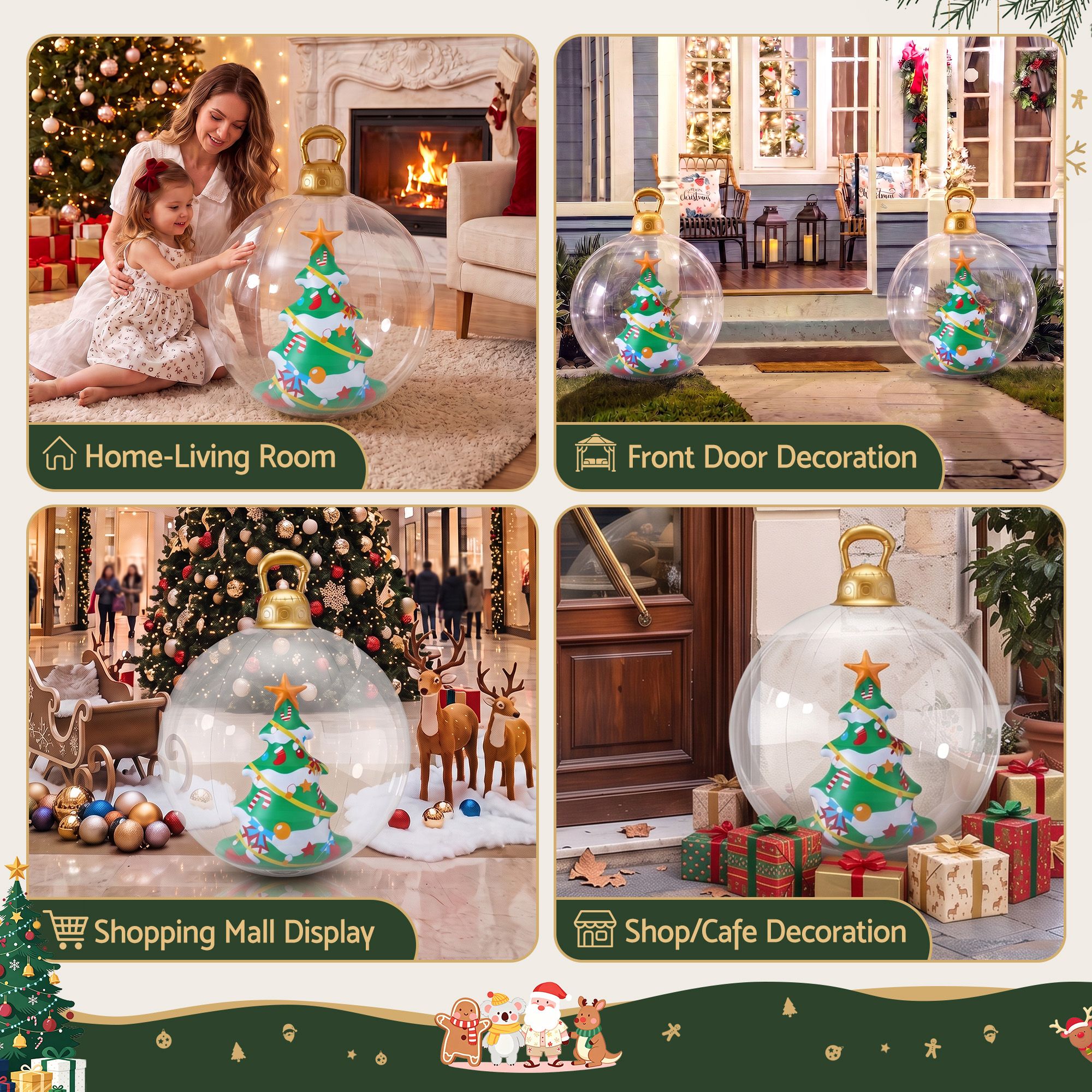 Jingle Jollys Christmas Inflatable Ball 60cm Tree Decoration Giant Bauble Clear view 8