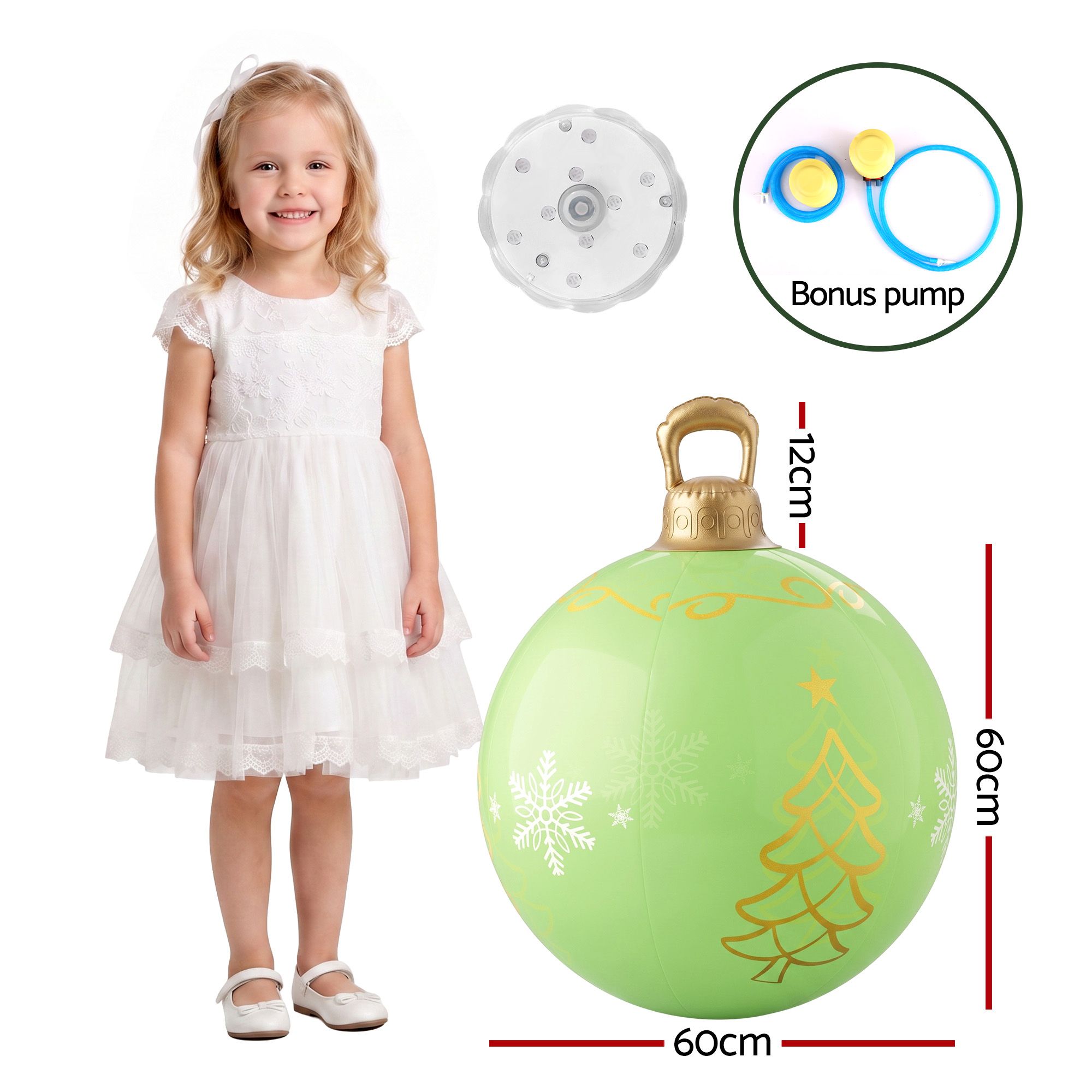 Jingle Jollys Christmas Inflatable Ball 60cm Led Illuminated Xmas Decoration view 3