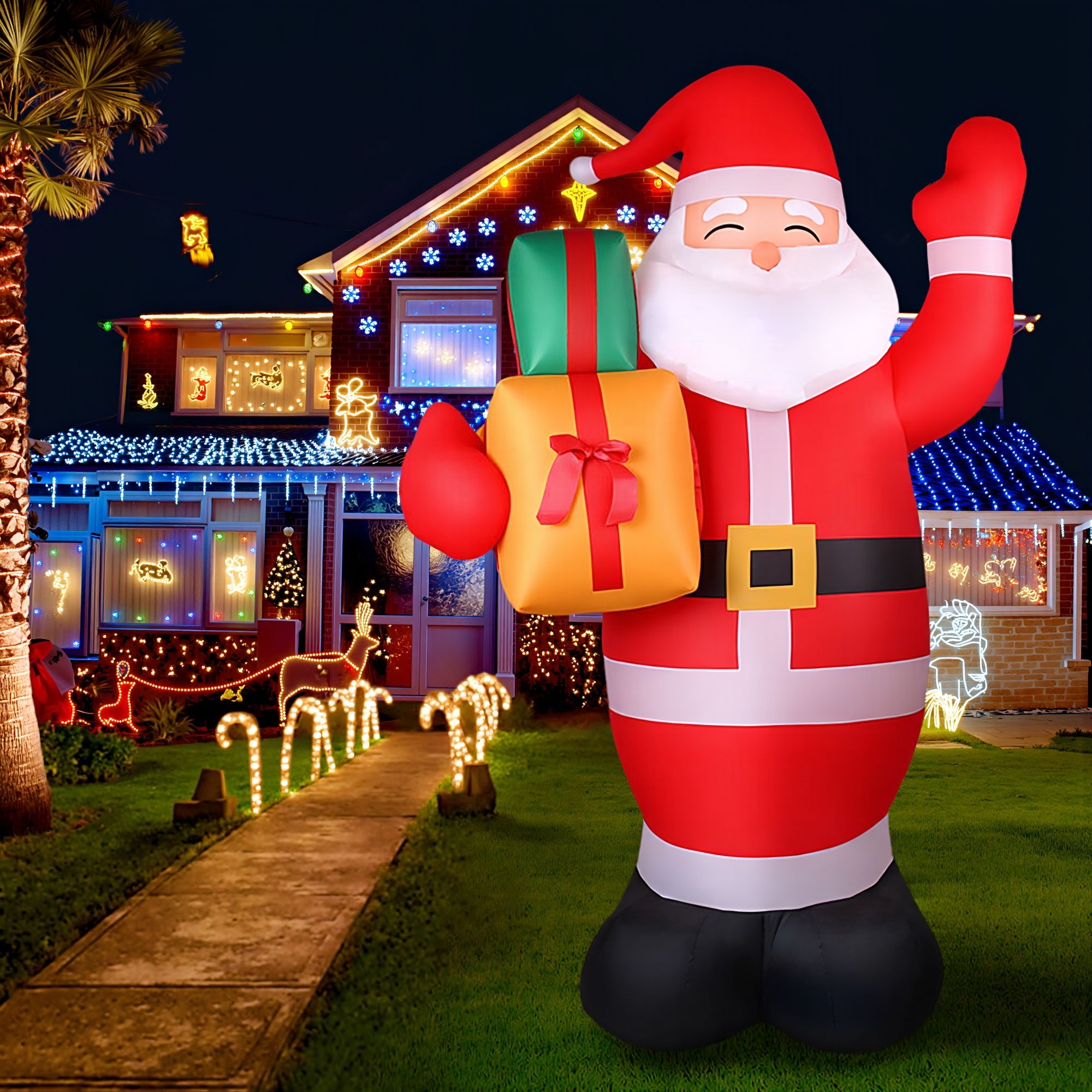 Jingle Jollys Christmas Inflatable Santa 2.4M Illuminated Decorations view 10