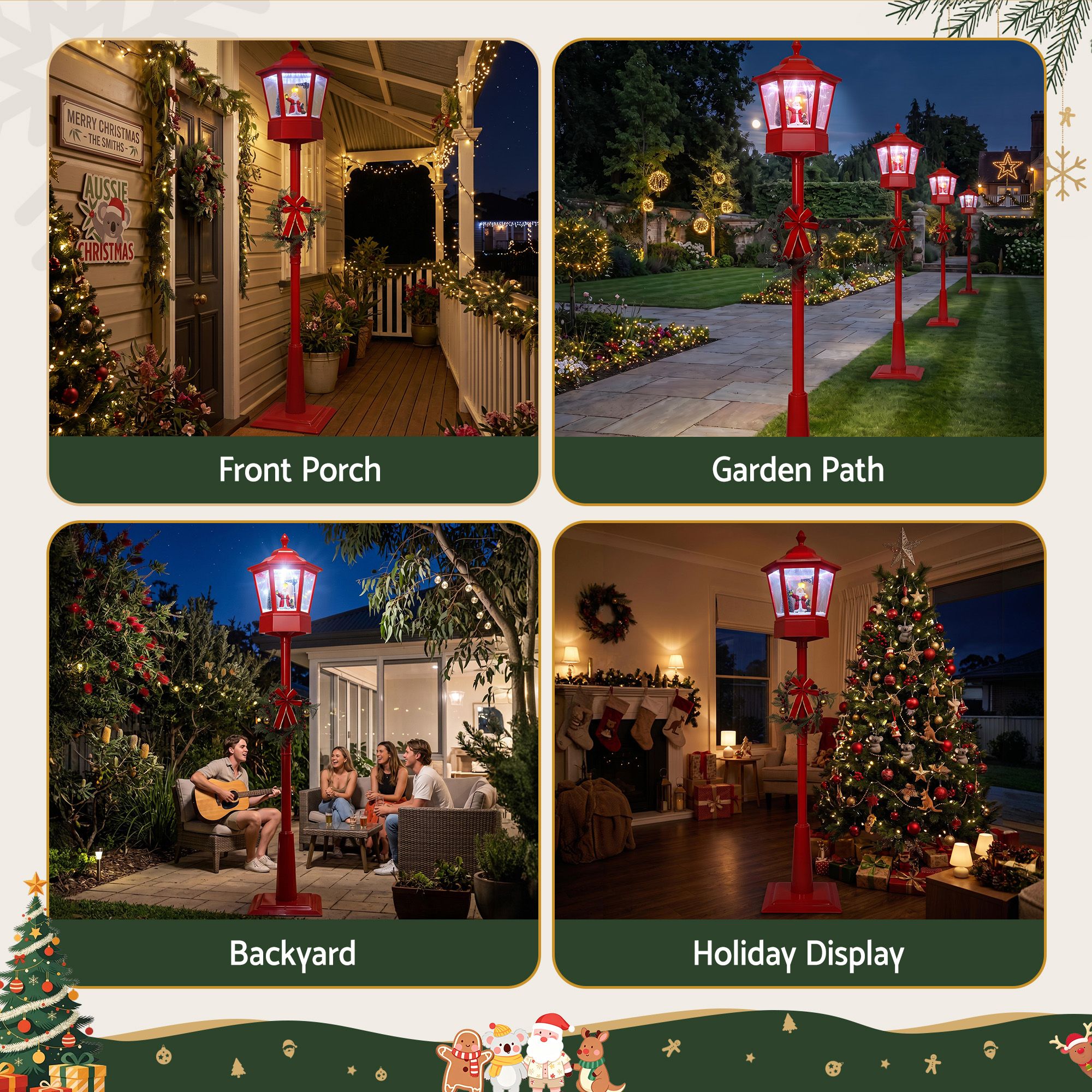 1.8M Christmas Lights Post Lamp LED Outdoor Decorations Jingle Jollys view 3