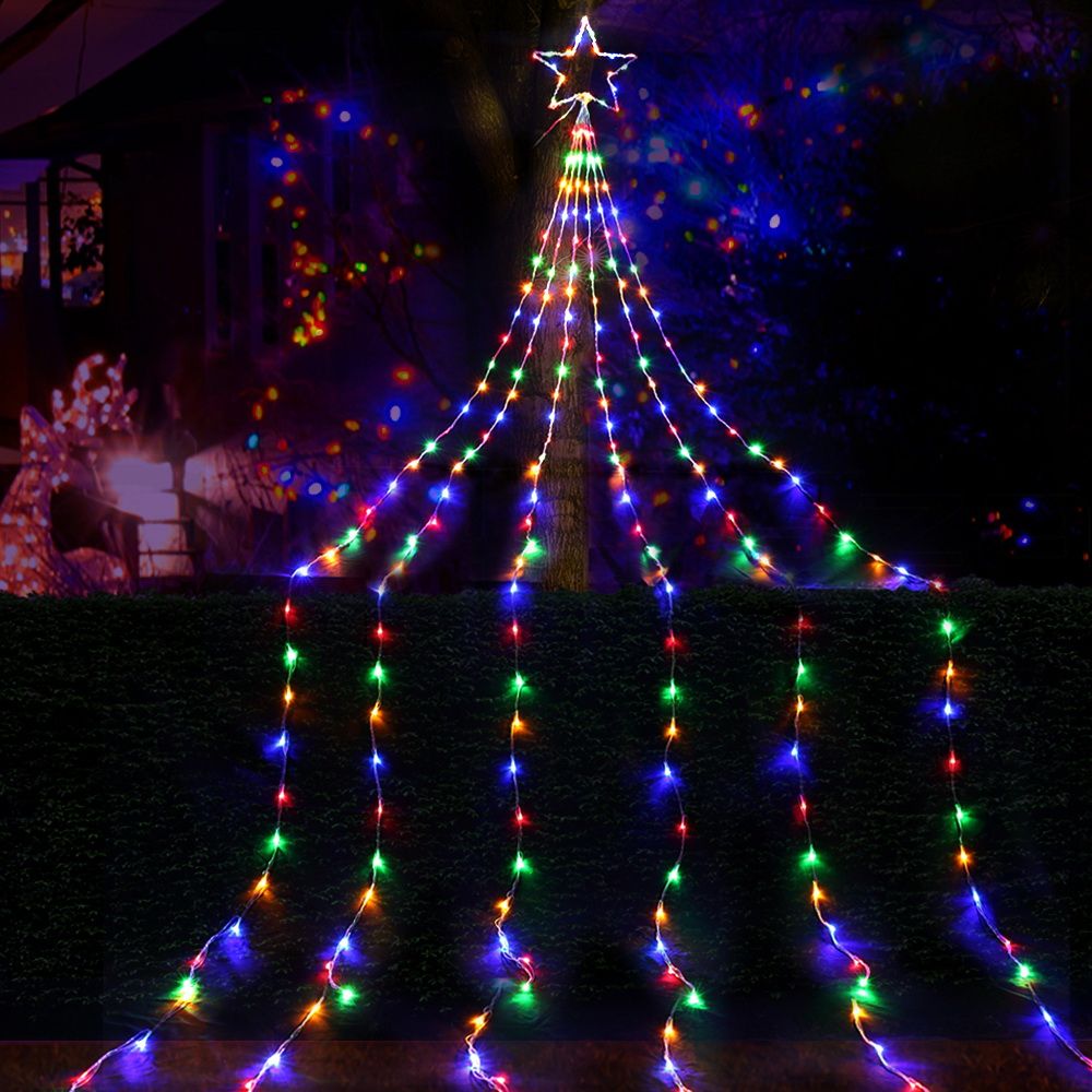 Jingle Jollys 3m Solar Christmas Lights Outdoor Fairy Waterfall Star Multicolour view 6
