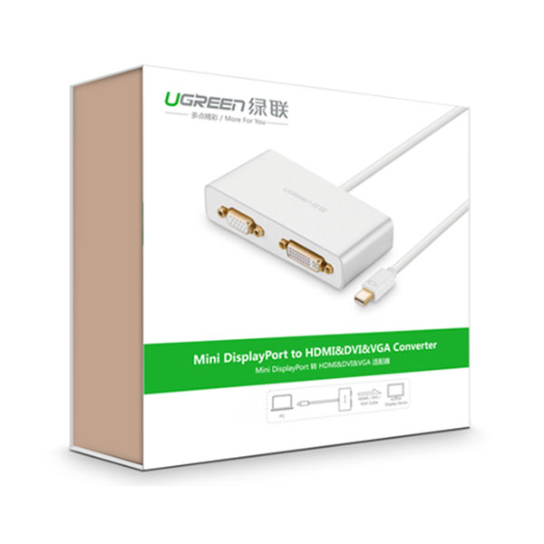UGREEN 3-in-1 Mini DisplayPort to HDMI&VGA&DVI converter - white (10438) view 3