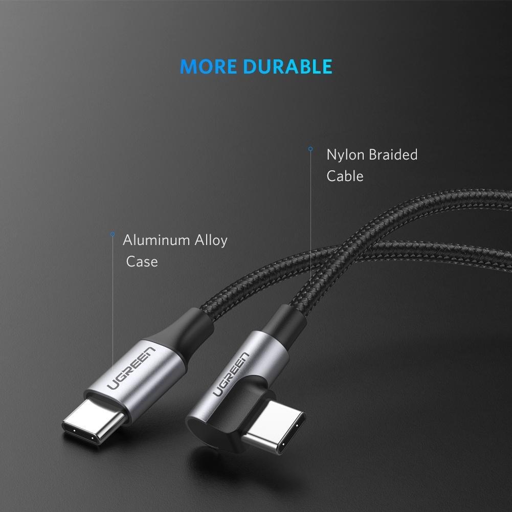 UGREEN USB-C to Angled USB 2.0 C M/M Round Cable Aluminum Shell Nickel Plating view 7
